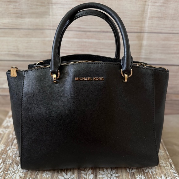 Michael Kors Black Satchel with Gold Hardware - Picture 1 of 4